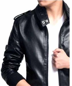 Men Zipper Leather Jacket