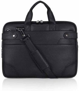 Premium Black Leather Laptop Bag