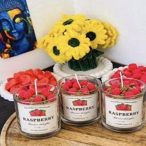 Raspberry Soy Wax Scented Pillar Candle