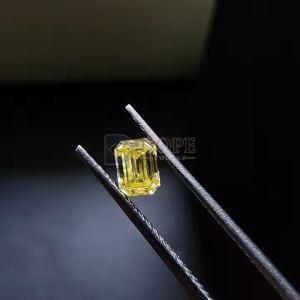 0.20 Carat Emerald Cut Yellow CVD Diamond