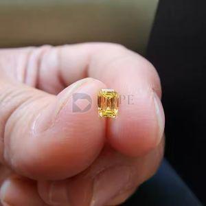 0.20 Carat Emerald Cut Yellow CVD Diamond