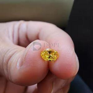 0.37 Carat Oval Cut Fancy Yellow CVD Diamond