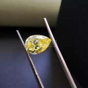 0.72 Carat Solitaire Pear Yellow Lab Grown CVD Diamond