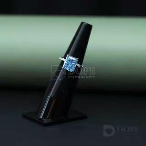 1.25 Carat Blue Radiant Synthetic Lab Grown Diamond Ring