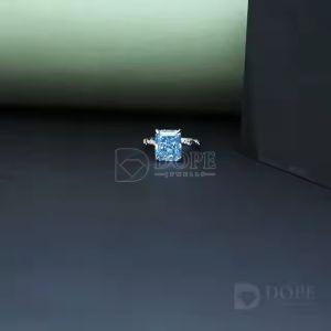 1.25 Carat Blue Radiant Synthetic Lab Grown Diamond Ring