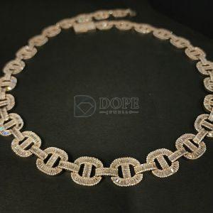 1.8MM with Baguette Diamond Mens Hip Hop Cuban Link Chain