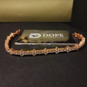 14kt Solid Gold Single Line Design Round Cut Diamond Bracelet