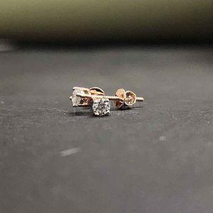18KT Solid Gold Round Cut Diamond Stud Earrings