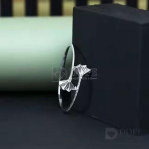 18kt Solid White Gold Lab Grown Diamond Stiff Bracelet
