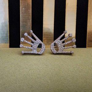 925 Sterling Silver Hip Hop King Crown Diamond Earrings