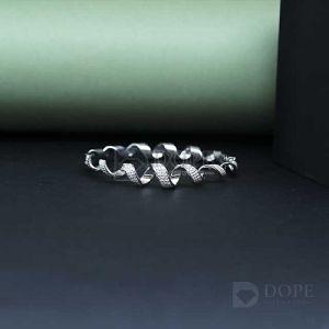 925 Sterling Silver Ladies Mossianite Diamond Stiff Unique Bracelet