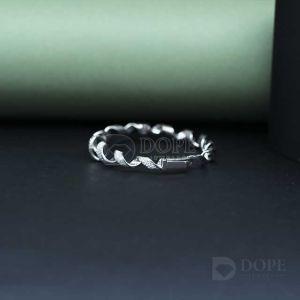 925 Sterling Silver Ladies Mossianite Diamond Stiff Unique Bracelet