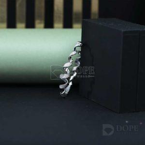 925 Sterling Silver Ladies Mossianite Diamond Stiff Unique Bracelet