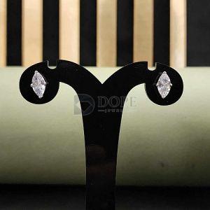 925 Sterling Silver Marquise Cut Diamond Stud Earrings