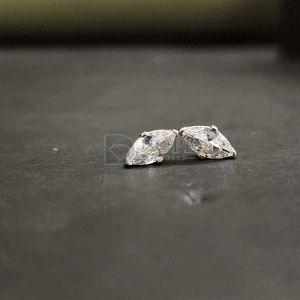925 Sterling Silver Marquise Cut Diamond Stud Earrings