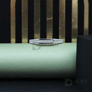 925 Sterling Silver Marquise Diamond Stiff Bracelet