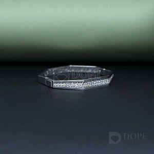 925 Sterling Silver Marquise Diamond Stiff Bracelet