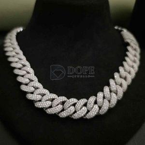 925 Sterling Silver Trendy Full Iced Out Diamond Cuban Chain