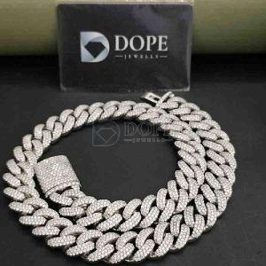 925 Sterling Silver Trendy Full Iced Out Diamond Cuban Chain