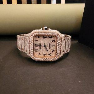 Arabic Square Dial Moissianite Two Color Tone Diamond Watch