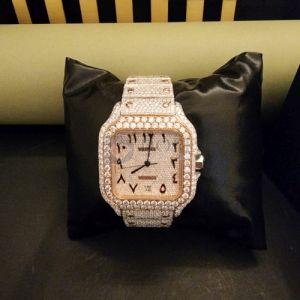 Arabic Square Dial Moissianite Two Color Tone Diamond Watch