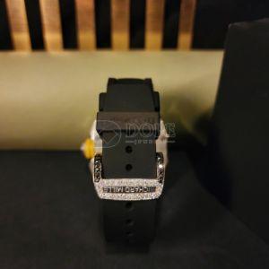 Chronograph Moissanite Diamond Watch With Black Rubber Belt