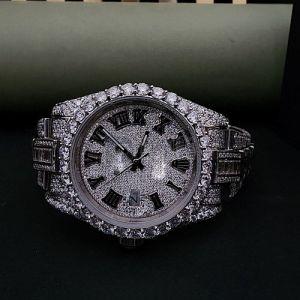 customized baguette collets fully iced out moissanite diamond watch