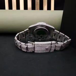customized baguette collets fully iced out moissanite diamond watch