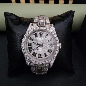customized baguette collets fully iced out moissanite diamond watch