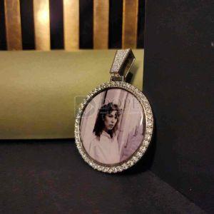 Customized Hip Hop Round Photo Frame Diamond Pendant