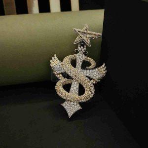 Customized Iced S Letter Cross Star Bail Letter Diamond Pendant