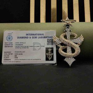 Customized Iced S Letter Cross Star Bail Letter Diamond Pendant