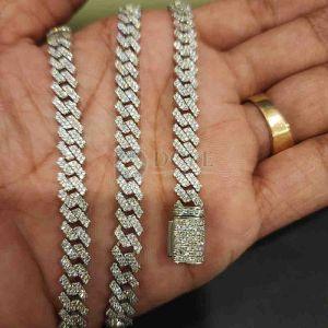 Elegant 20MM 925 Sterling Silver Diamond Cuban Link Chain