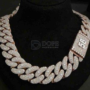 Elegant Full Iced Out 925 Sterling Silver Mosaic Setting Cuban Chain