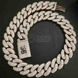 Elegant Full Iced Out 925 Sterling Silver Mosaic Setting Cuban Chain