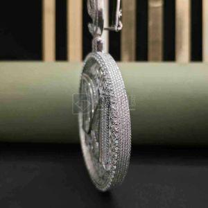 Elegant Full Iced Out Baguette and Round Cut DM Diamond Pendant