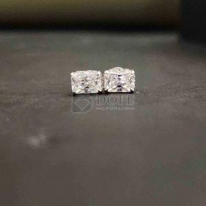 Elegant Radiant Cut Unique Diamond Stud Earrings
