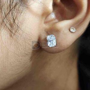 Elegant Radiant Cut Unique Diamond Stud Earrings