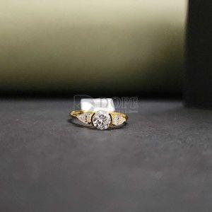 Elegant Three Stone Round And Pear Cut Diamond Ring