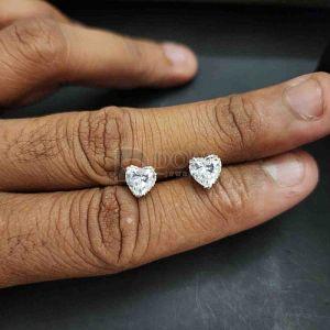 Heart Shape Diamond Stud Earrings
