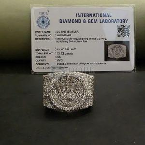 IGI Certified 18KT Silver Plated Crown Shape Hip Hop Diamond Ring