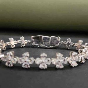 IGI Certified 925 Sterling Silver Heart And Pear Cut Diamond Bracelet