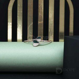 Ladies Heart Shape Moissanite Diamond Stiff Bracelet