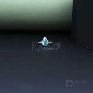 Ladies Pear Cut Ocean Blue Diamond Ring