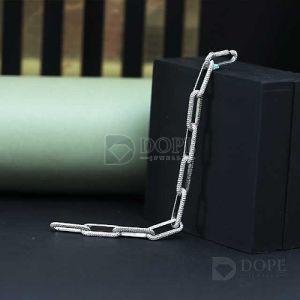 M925 Sterling Silver Moissanite Diamond Paper Clip Bracelet