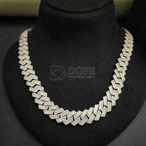 Men Stylish Hip Hop 925 Sterling Silver Diamond Cuban Chain