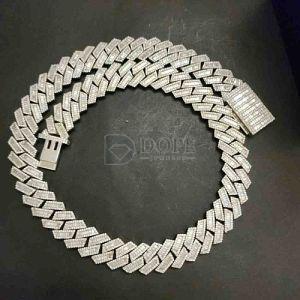 Men Stylish Hip Hop 925 Sterling Silver Diamond Cuban Chain