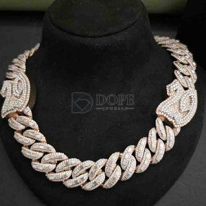 Mens Luxury Fully Iced Out Rose Gold Plated Diamond Cuban Chain