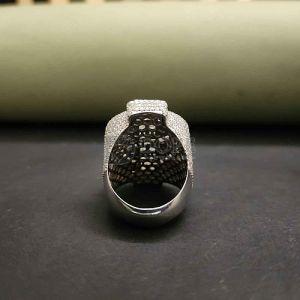 Mens Sterling Silver 925 Dollar Sign Moissanite Diamond Ring
