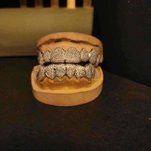 Personalized 925 Sterling Silver Iced Out Diamond Grillz Set